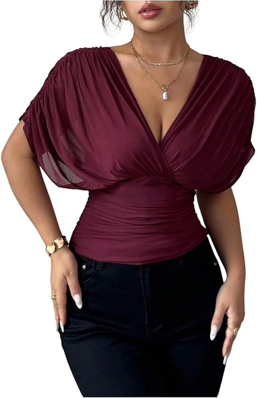 Milumia Womens Sleeve Cinched Burgundy